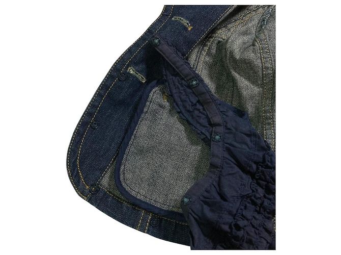 Autre Marque PINK HOUSE Denim Kurzarm-Hemdjacke mit Rüschen Blau - Ansicht 5