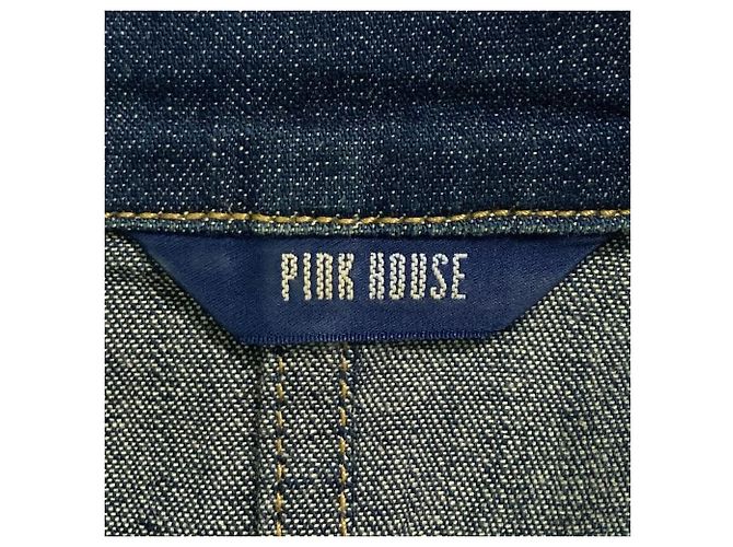 Autre Marque PINK HOUSE Denim Kurzarm-Hemdjacke mit Rüschen Blau - Ansicht 6