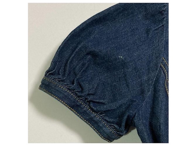Autre Marque PINK HOUSE Denim Kurzarm-Hemdjacke mit Rüschen Blau - Ansicht 9