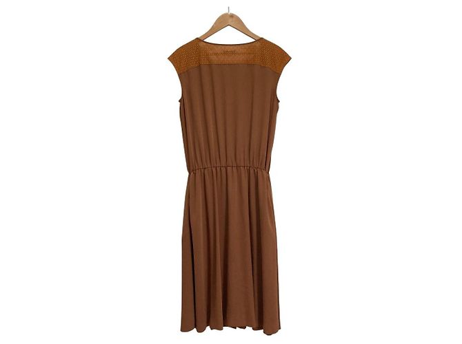Autre Marque Tocca ärmelloses Kleid mit Schleife und Raffung Braun - Ansicht 2