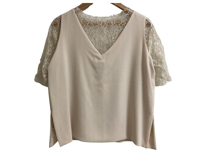 Autre Marque GREED International Embroidery Lace Layered Cutsew Beige - vista 2
