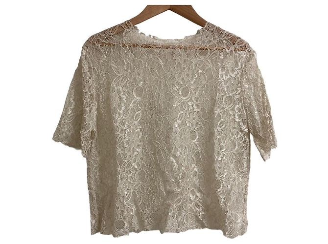 Autre Marque GREED International Embroidery Lace Layered Cutsew Beige - vista 3