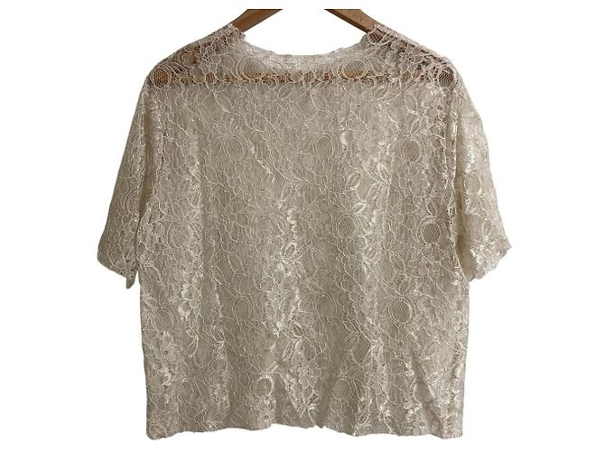 Autre Marque GREED International Embroidery Lace Layered Cutsew Beige - vista 5