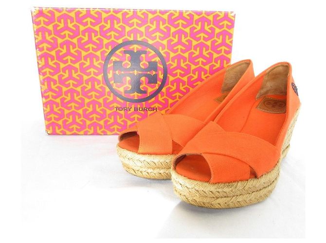 Tory Burch FILIPA Espadrille Wedge Pumps Naranja - vista 10