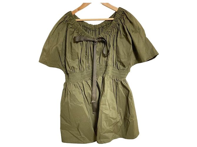 Autre Marque ELENDEEK Bluse mit Kordzug und Raffung Grün Khaki - Ansicht 2