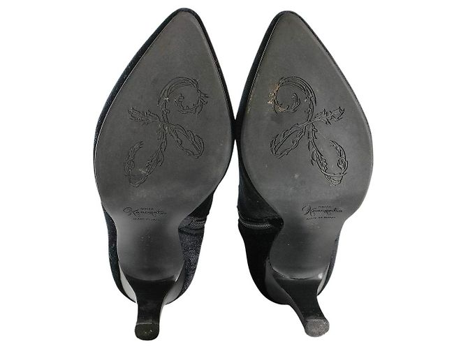 Autre Marque GINZA Kanematsu Velours- Stiefeletten Schwarz - Ansicht 8