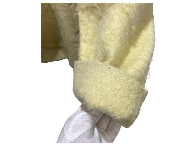 Autre Marque Giacca shaggy in lana e mohair yori Giallo - vista 10
