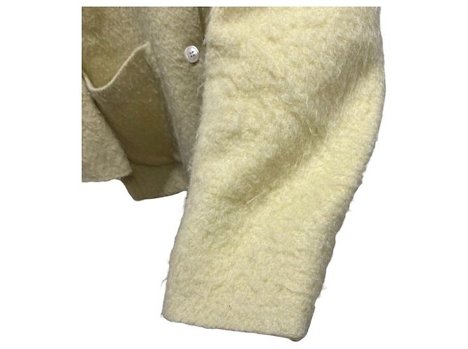 Autre Marque Giacca shaggy in lana e mohair yori Giallo - vista 11