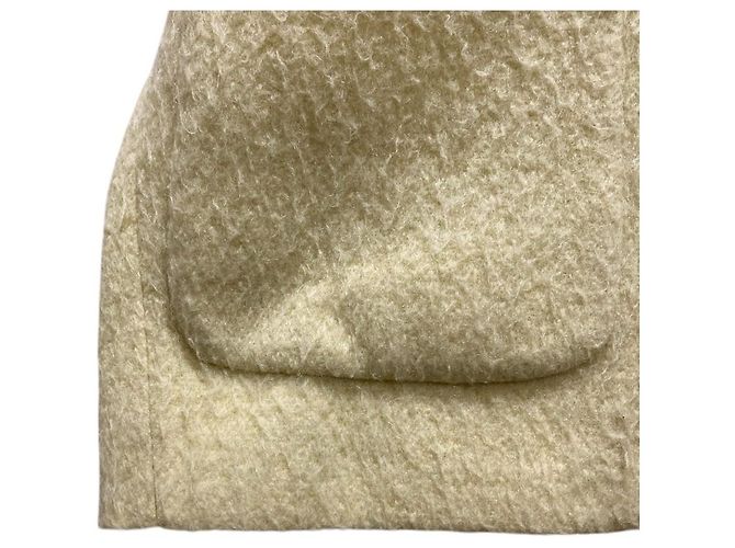 Autre Marque Giacca shaggy in lana e mohair yori Giallo - vista 12
