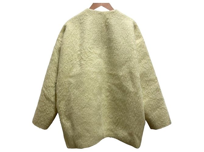 Autre Marque Giacca shaggy in lana e mohair yori Giallo - vista 3