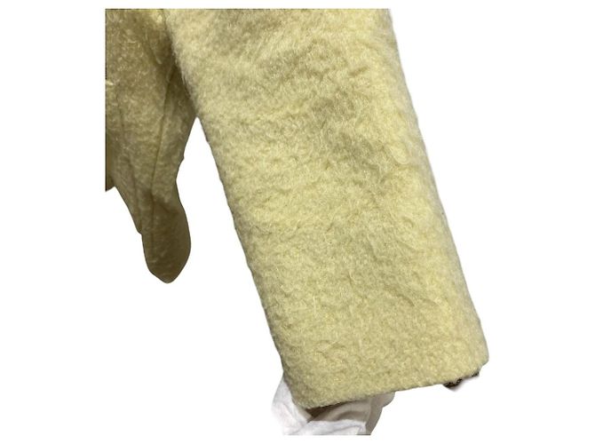 Autre Marque Giacca shaggy in lana e mohair yori Giallo - vista 8