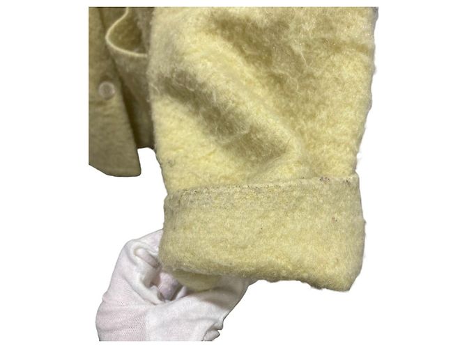 Autre Marque Giacca shaggy in lana e mohair yori Giallo - vista 9
