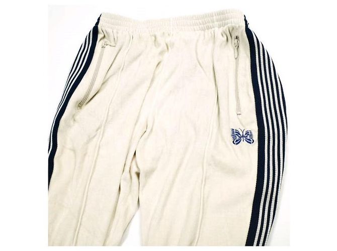 Autre Marque Needles Narrow Track Pant C/Pe Velour Pants Beige Blu navy - vista 3