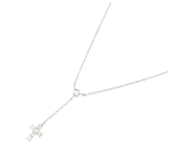 Autre Marque Collar de Cruz con Diamantes Pt900 Pt850 Plata - vista 2