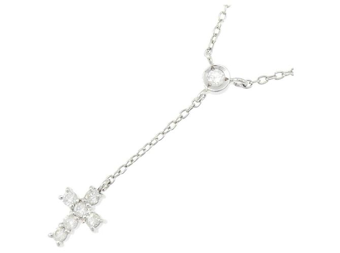 Autre Marque Collar de Cruz con Diamantes Pt900 Pt850 Plata - vista 3