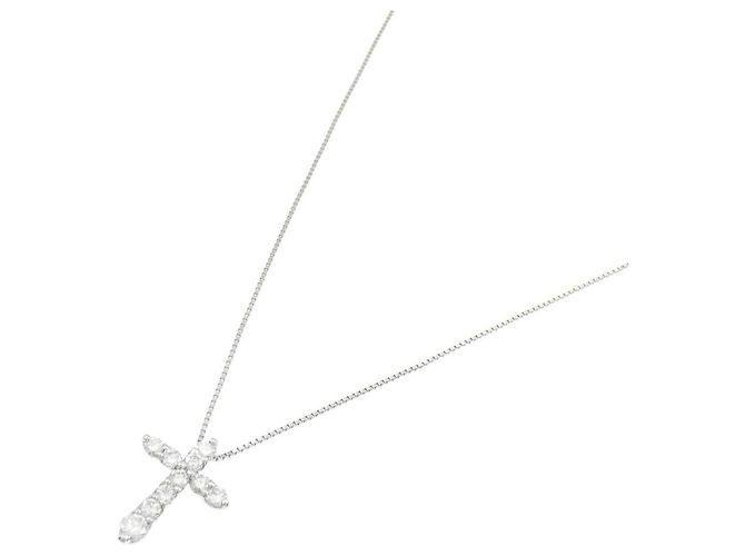 Autre Marque Collana a Croce con Diamanti Pt900 Pt850 Argento - vista 2