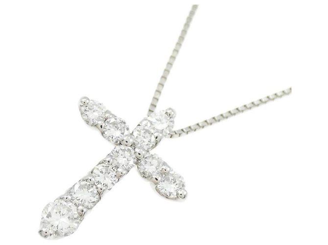 Autre Marque Collana a Croce con Diamanti Pt900 Pt850 Argento - vista 3