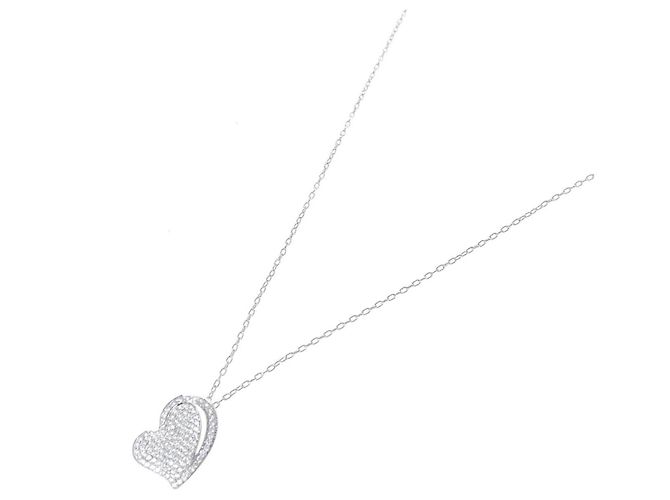 Autre Marque Collana Cuore in Oro Bianco Au750 e Diamanti Argento - vista 2
