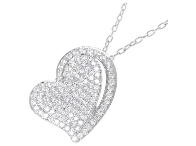 Autre Marque Collana Cuore in Oro Bianco Au750 e Diamanti Argento - vista 3