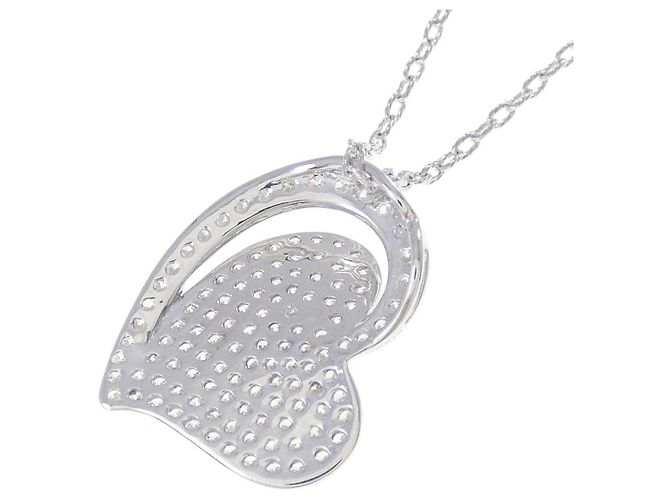 Autre Marque Collana Cuore in Oro Bianco Au750 e Diamanti Argento - vista 4