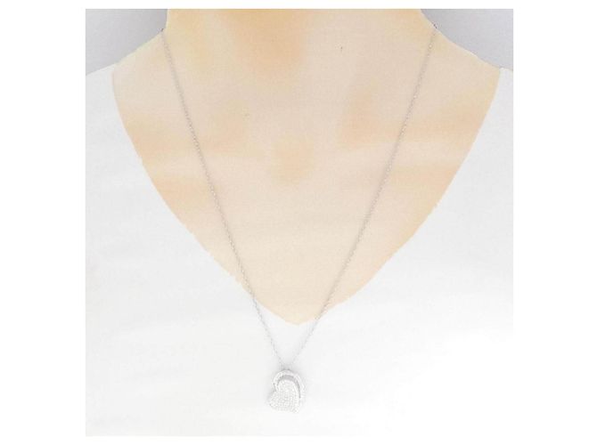 Autre Marque Collana Cuore in Oro Bianco Au750 e Diamanti Argento - vista 6