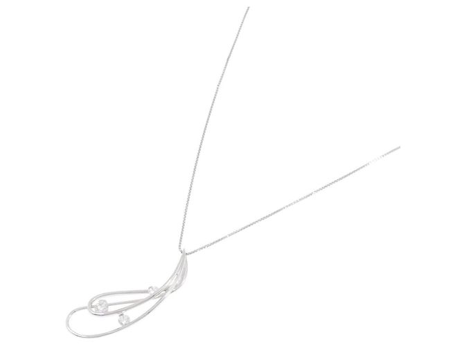 Autre Marque Au750 Weißgold Diamantkette Silber - Ansicht 2