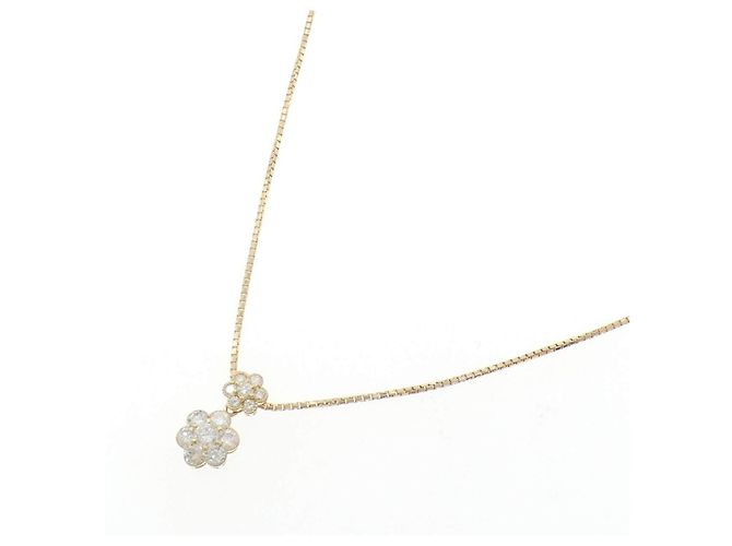 Autre Marque Au750 Blumen-Diamant-Halskette Golden - Ansicht 2