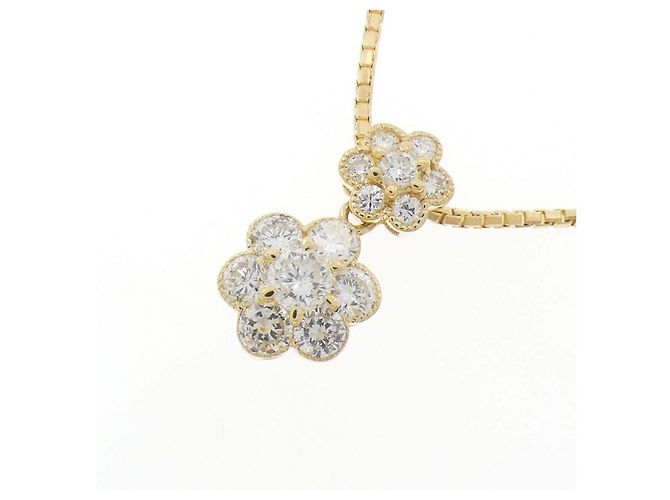Autre Marque Au750 Blumen-Diamant-Halskette Golden - Ansicht 3