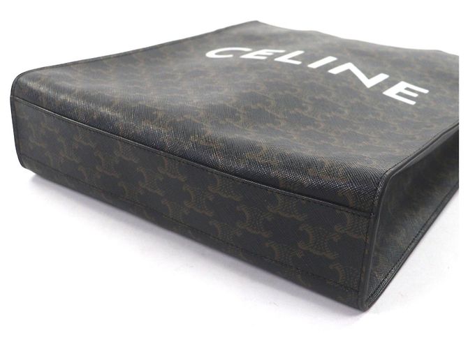 Céline Bolso Tote CELINE Vertical hippopotamus Triomphe Canvas Castaño Marrón oscuro - vista 5