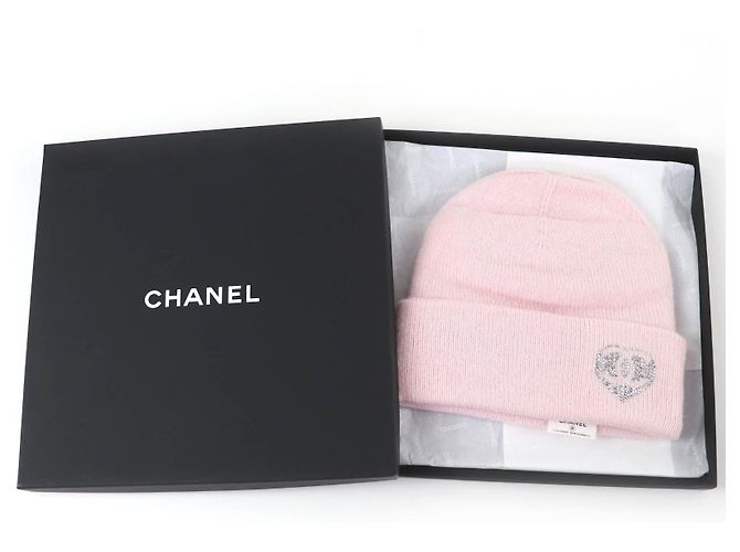 Gorro de cachemira Chanel COCO Mark Heart Rosa - vista 2