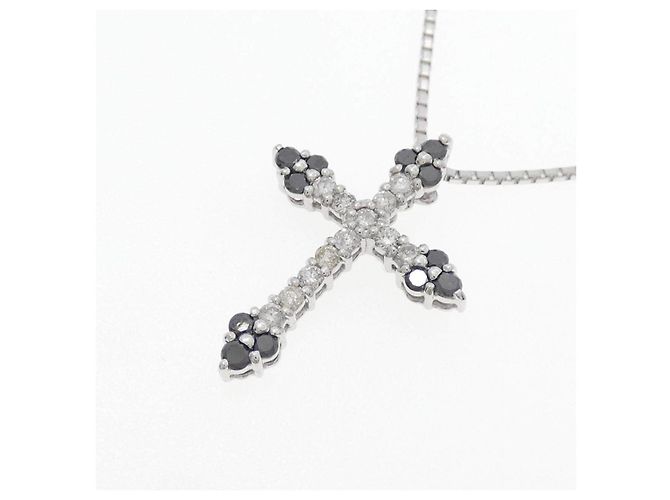 Autre Marque Colar de Cruz com Diamantes Au750 Prata - vista 3