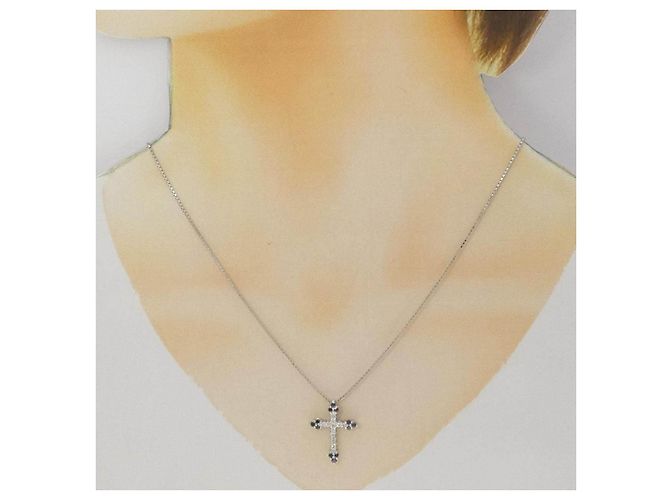 Autre Marque Colar de Cruz com Diamantes Au750 Prata - vista 6
