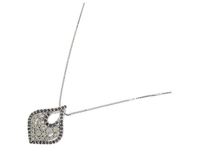 Autre Marque Au750 White Gold Diamond Necklace Silvery - view 2