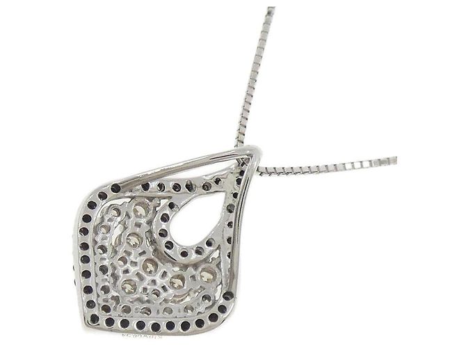Autre Marque Au750 White Gold Diamond Necklace Silvery - view 4