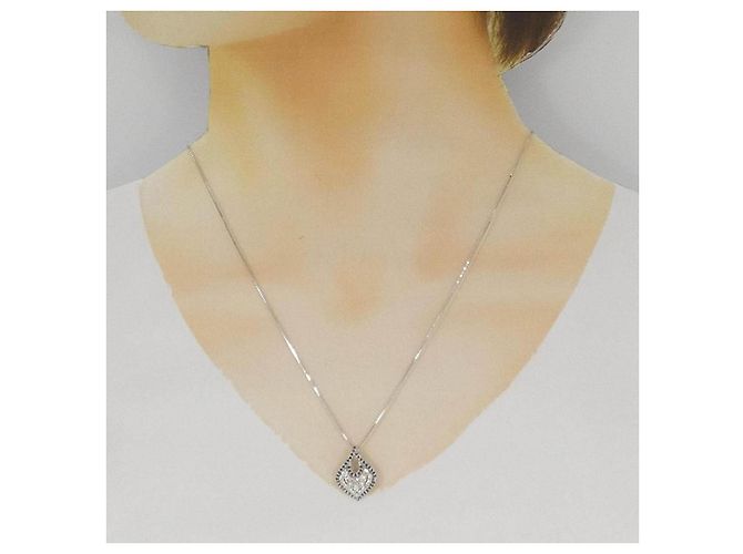 Autre Marque Au750 White Gold Diamond Necklace Silvery - view 6
