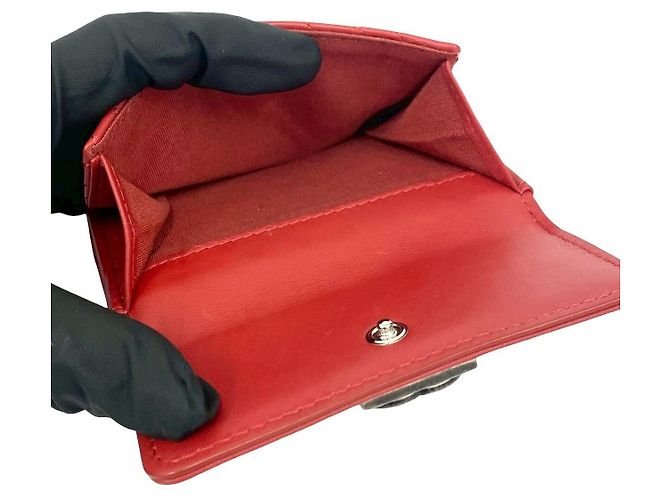 Cartera Boy Chanel trifold de piel de cordero CHANEL Roja - vista 10