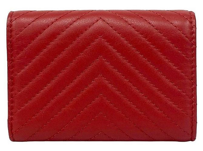 Cartera Boy Chanel trifold de piel de cordero CHANEL Roja - vista 2
