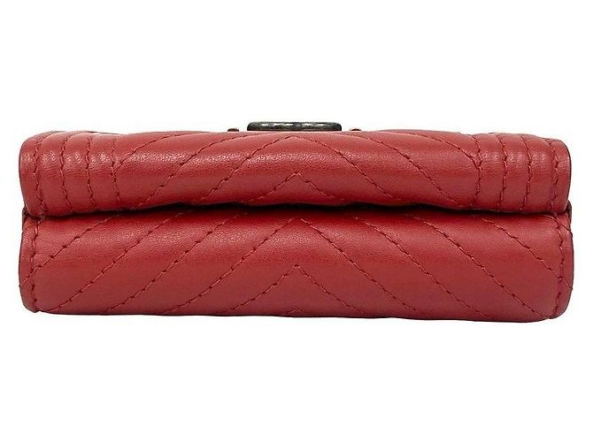 Cartera Boy Chanel trifold de piel de cordero CHANEL Roja - vista 3