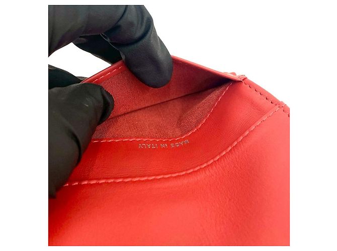 Cartera Boy Chanel trifold de piel de cordero CHANEL Roja - vista 9
