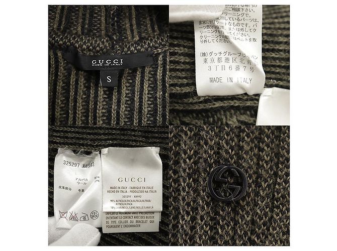 Poncho de punto de lana de alpaca Gucci Verde - vista 10