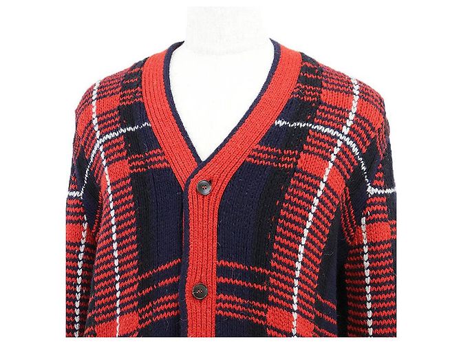 Cardigã Gucci em lã e alpaca Vermelho Amarelo Azul marinho - vista 2