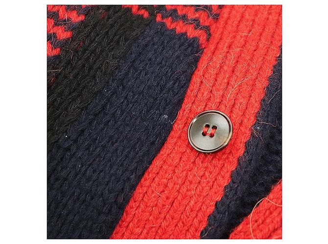 Cardigã Gucci em lã e alpaca Vermelho Amarelo Azul marinho - vista 3