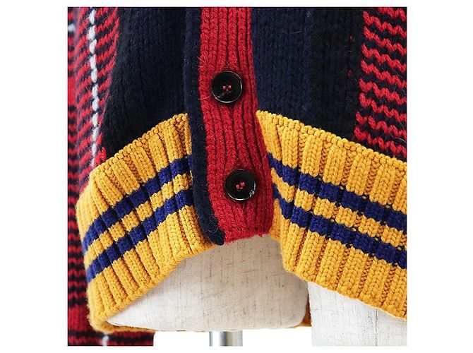 Cardigã Gucci em lã e alpaca Vermelho Amarelo Azul marinho - vista 5