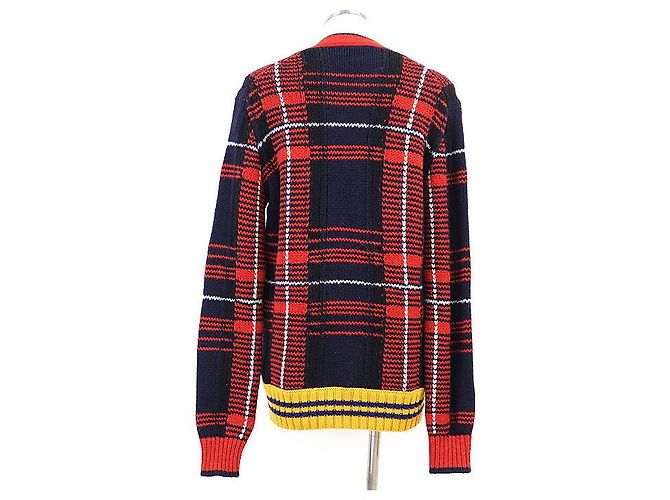 Cardigã Gucci em lã e alpaca Vermelho Amarelo Azul marinho - vista 8