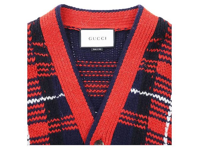 Cardigã Gucci em lã e alpaca Vermelho Amarelo Azul marinho - vista 9