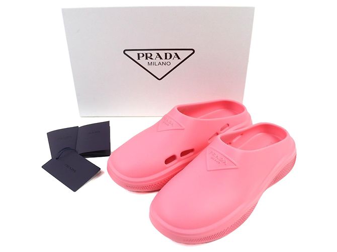 Prada Rubber Mules mit Triangle-Logo Pink - Ansicht 2