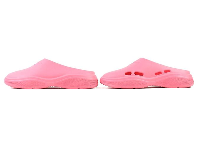 Prada Rubber Mules mit Triangle-Logo Pink - Ansicht 3