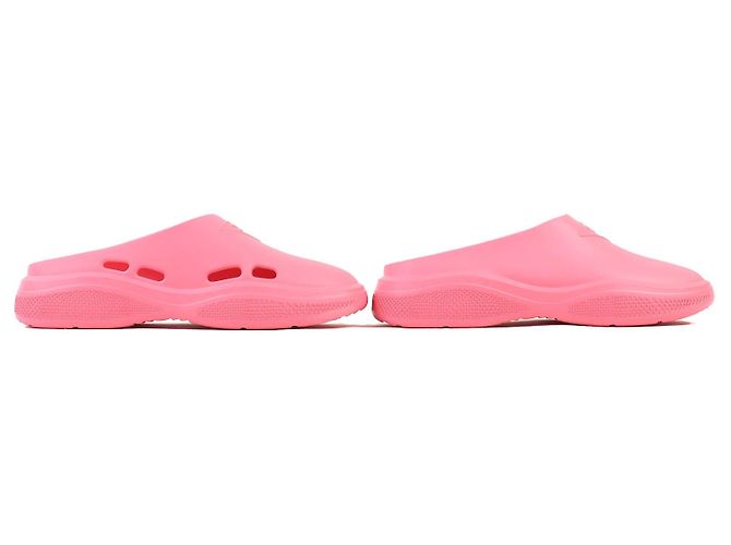 Prada Rubber Mules mit Triangle-Logo Pink - Ansicht 4