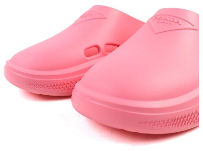 Prada Rubber Mules mit Triangle-Logo Pink - Ansicht 5
