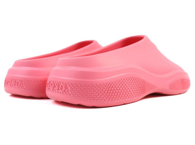 Prada Rubber Mules mit Triangle-Logo Pink - Ansicht 7